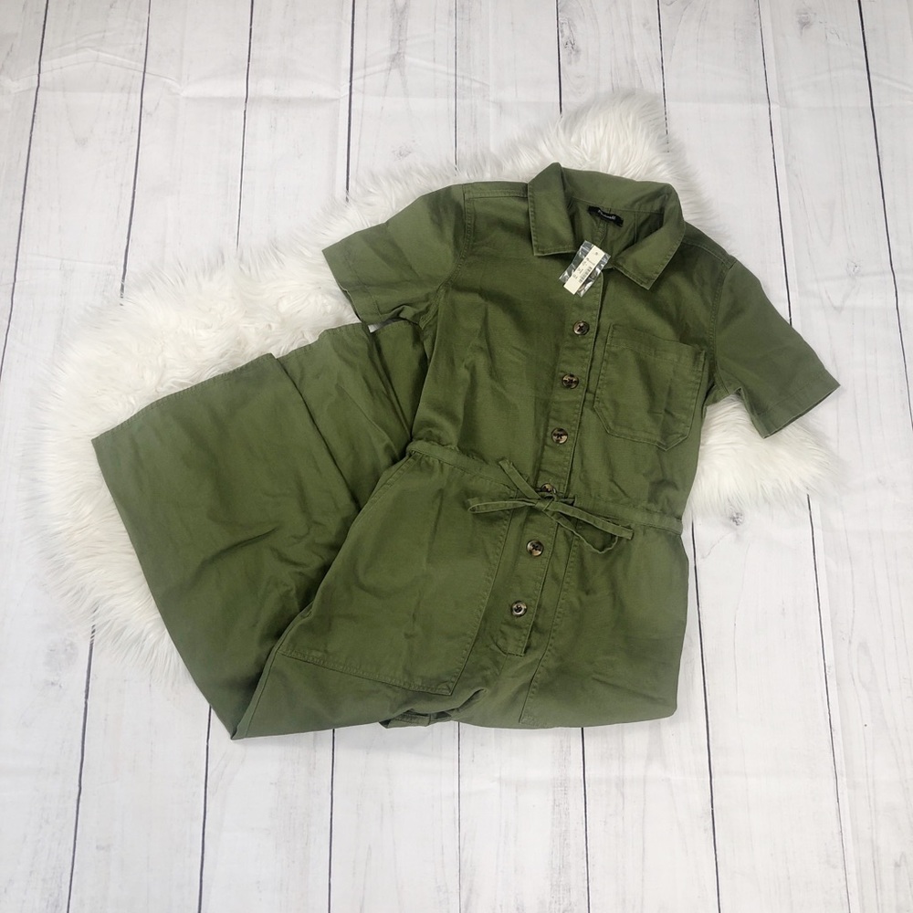 Madewell Wide Leg Green Utility Jumpsuit 6 - Picture 2 of 5
